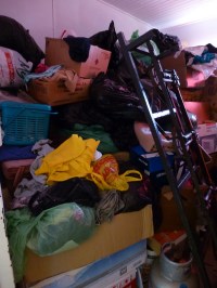 Accumulated clothing donations pile up 