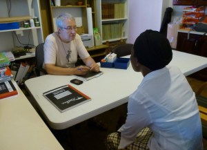 Our volunteer office manager, Myriam Bryant, sees a steady parade daily from the wider vulnerable population, They seek her help with bureaucratic barriers to receiving medical help, pensions, education and a plethora of problems.   